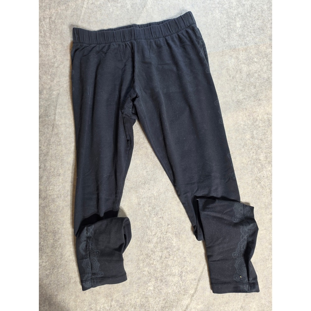 Maurices Black Cotton Spandex Leggings with Tonal Lace Side Print Size 0